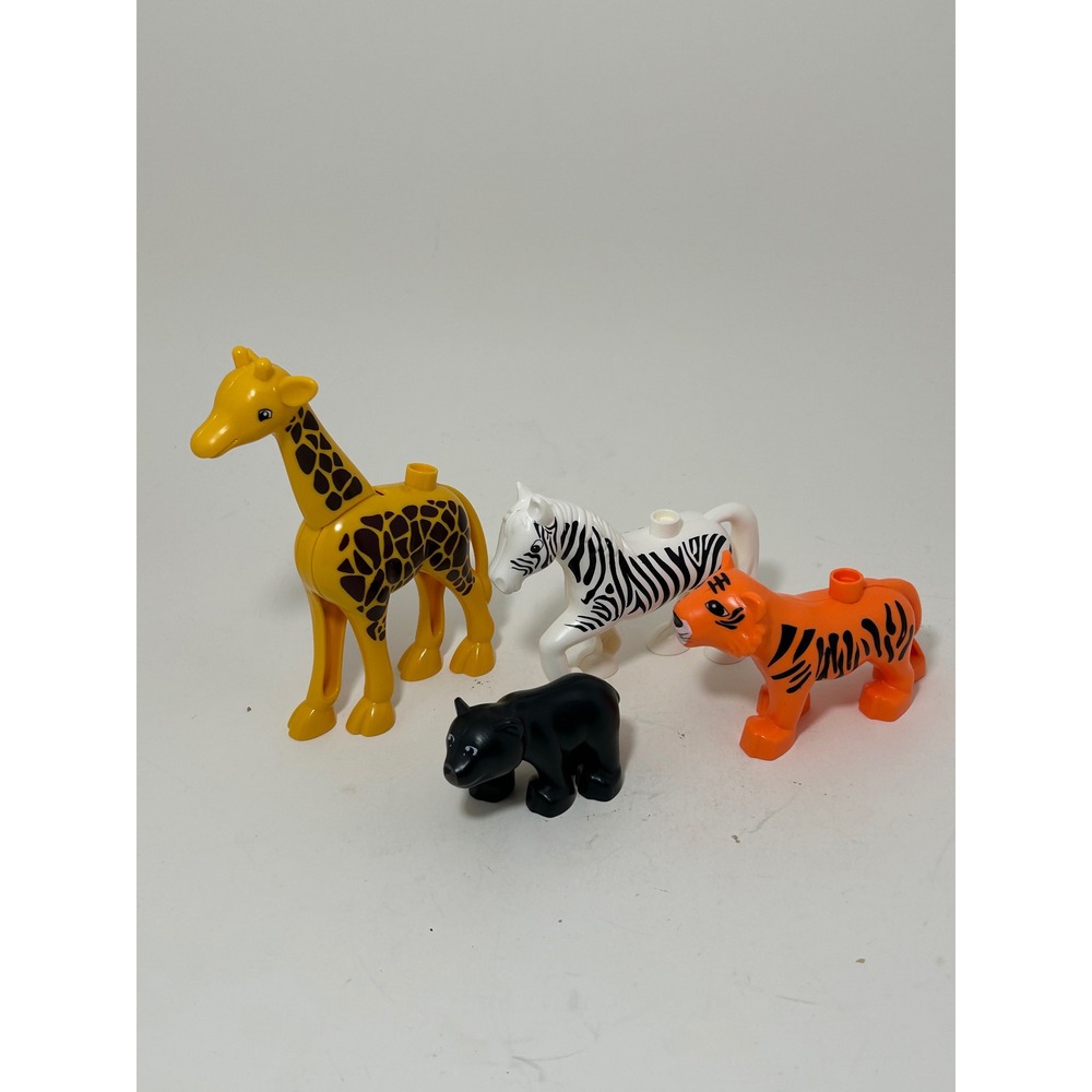 LEGO Duplo Wild Animal Figure Lot Giraffe Zebra Tiger Black Bear Safari Zoo